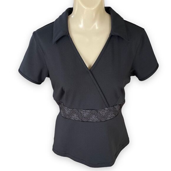 Nike Golf Sphere Dry Mock Wrap Pattern Waistband V-Neck Short Sleeve Polo - Picture 5 of 16